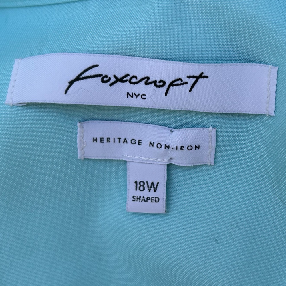 NWOT FOXCROFT s18W ‘Heritage’ shirt-beautiful Tiffany blue-shaped fit-retail $98 - Picture 3 of 5